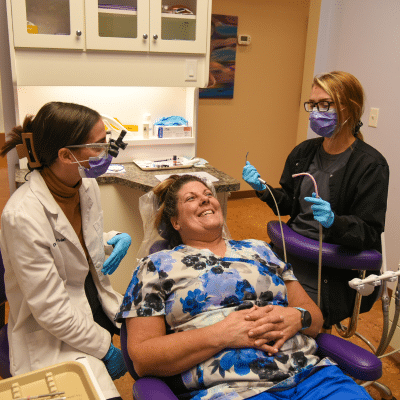 Patient at dentist for regular check-up